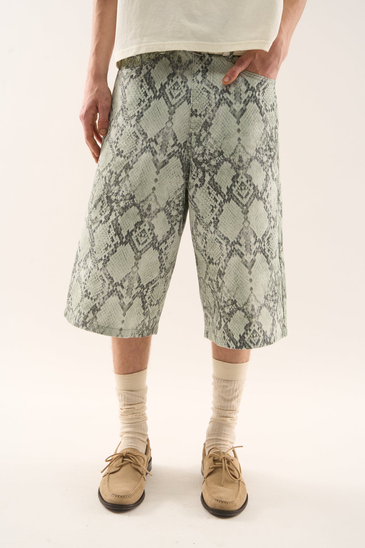 Jumbo Green Snakeprint Shorts